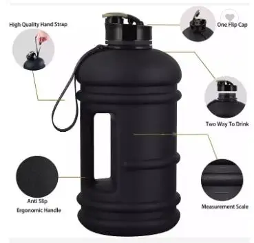 Newest Sports Bottle Customized Leak Proof 2.2l Half Gallon 73oz Plastic Water Jug With Flip-top Lid And Carry Strap