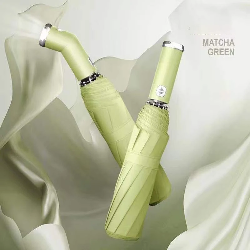 High quality 25inch large size wooden handle auto open close umbrella 3 fold automatic paraguas