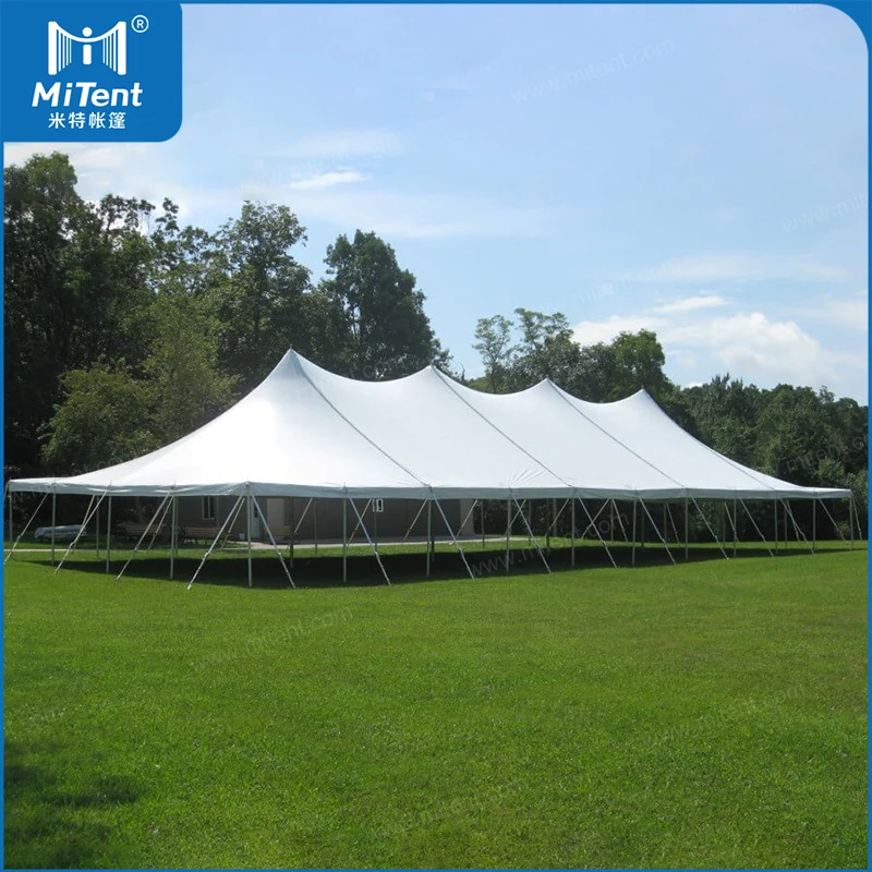 Luxury 80x80ft Canvas Wedding Pole Circus Tent for 250 Seaters with Decorated Ceiling Liners