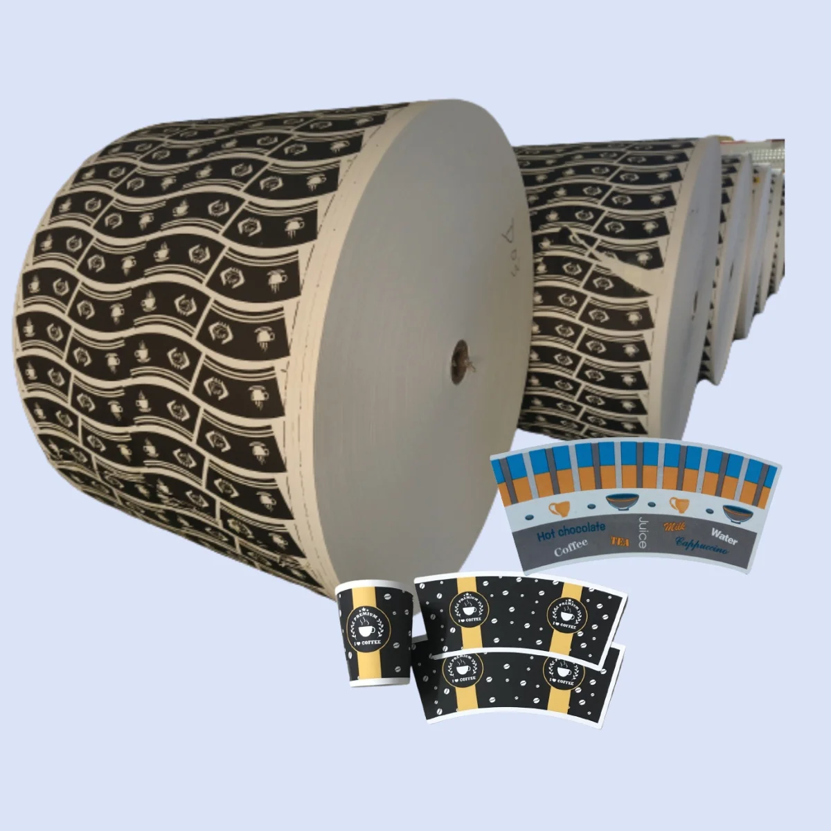 Single or Double PE Coated Bottom Customized Beverage Specialty  paper cup roll raw materials High Quality Food Grade