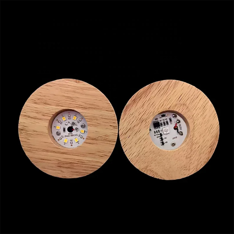 New Arrival AAA Battery Circle Wooden Lamp Holding Crystal Ball 3D Night Light Portable USB LED Lamp