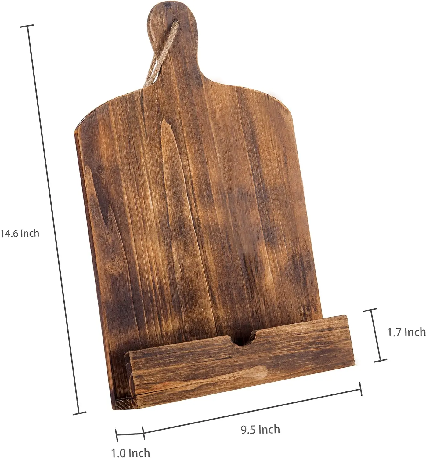 202405 Cookbook Stand Recipe Book Holder with Brown Wood Cutting Board Design Cookbook Holder for Countertop Display