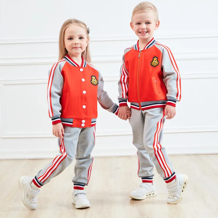 
Spring Latest Design Primary School Kids Uniform Sports Suit For Kindergarten 