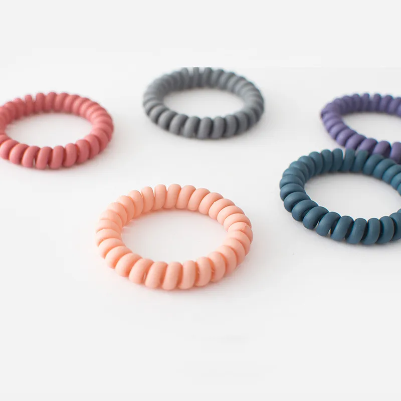 Wholesale plastic spiral hair ties elastic hair bands telephone cord hair coils wrist band bracelets for girls