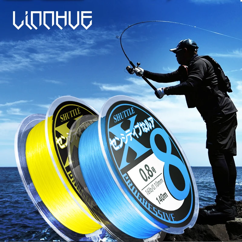 LINNHUE Braid WX8 140M 100m 300m 8 Stands PE Line 15 18 20 22 28 40 50 60 70LB Wire Carp Fishing Line Smooth Fishing Line