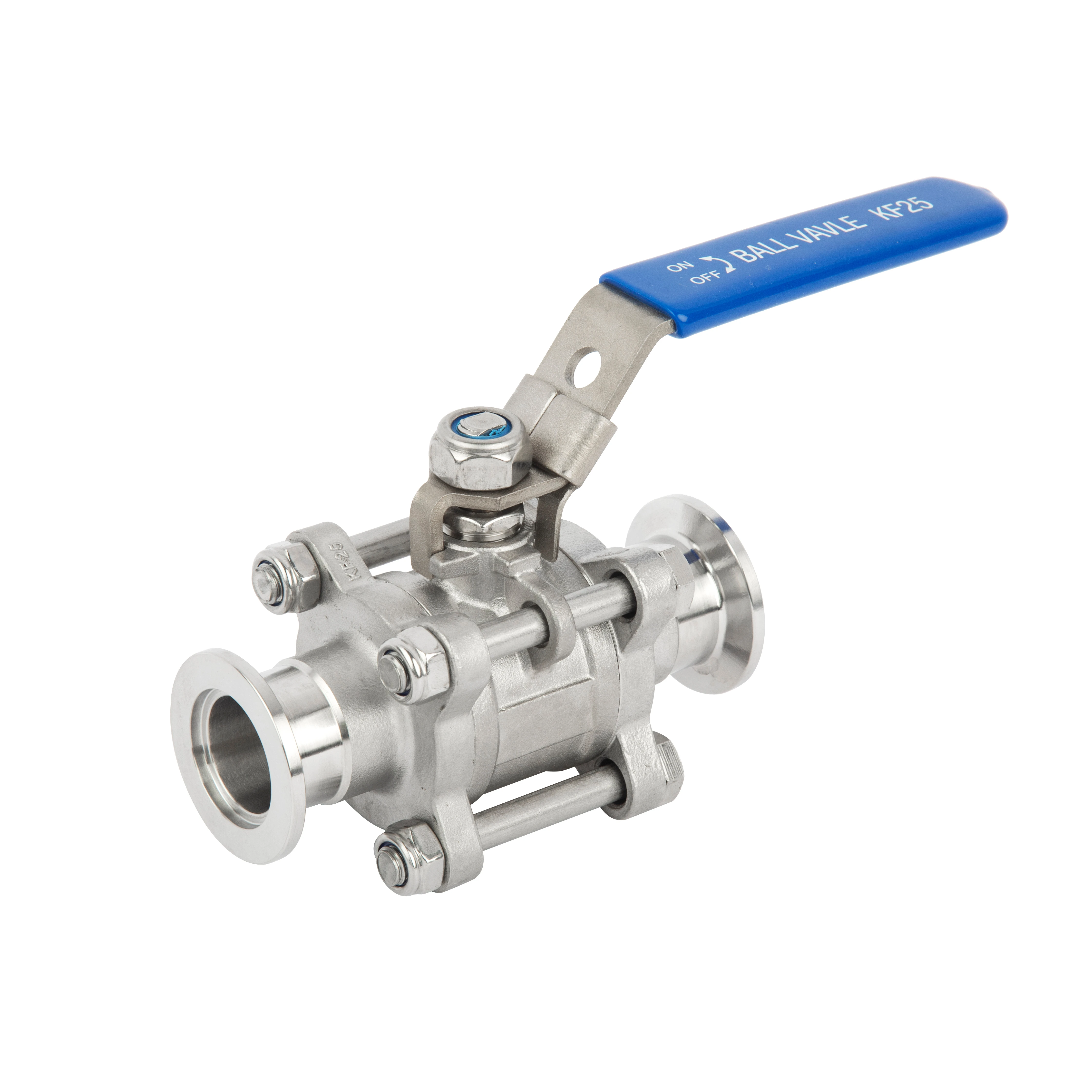 KF/NW High Vacuum 3 Pieces Ball Valve Both Sides Flange for Semiconductor Manual 2 Way Straight Pneumatic Valve