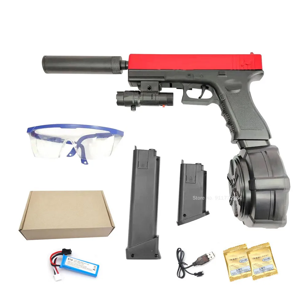 Splatter Ball Gel Blaster JM-X2 Glock Pistos Gun Automatic Manual Model Airsoft Weapon With Water Beads and Goggles