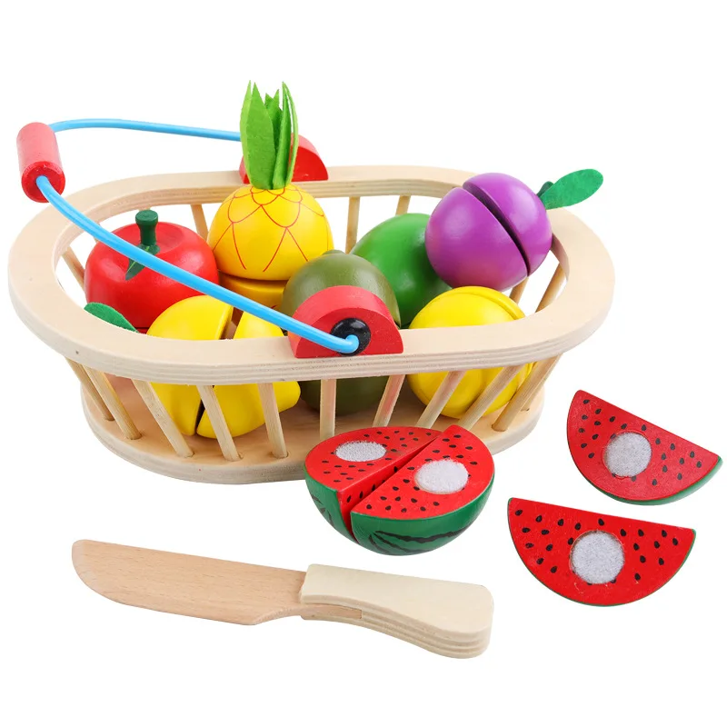 New Arrive Wooden Classic Game Simulation Kitchen Series Toys Cutting Fruit and Vegetable Toys Montessori Early Education Gifts