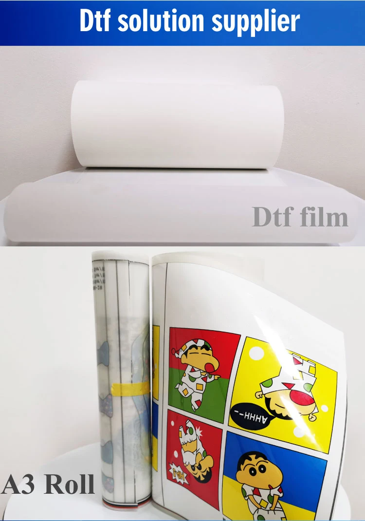 china Supplier A3 or 24in size thermal transfer PET film roll  new DTF film for DTF printer