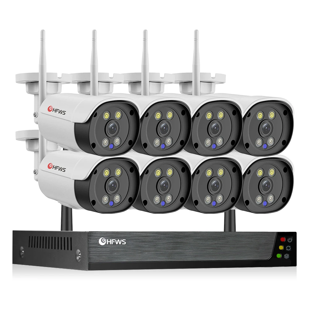 1080P Tuya Wireless ip camera 8 channel Kit Nvr Night Vision Surveillance Bullet Camera Outdoor CCTV System