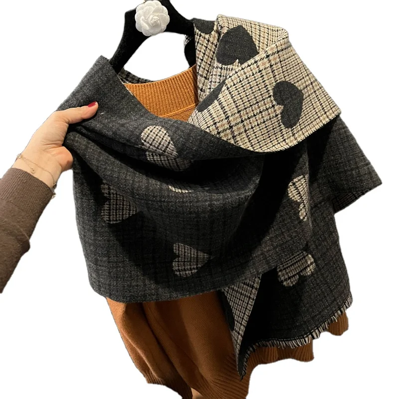 Winter Women Floral Pashmina Wraps Thick Blanket Double Side Poncho