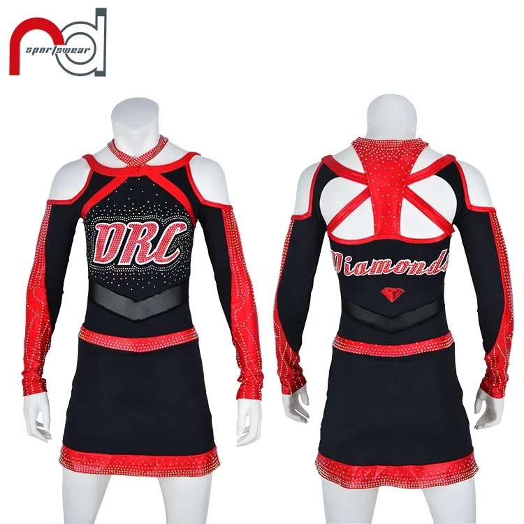 Rhinestones Mystique Cheer Uniforms Allstar Long Sleeve Competition High Quality Cheerleading Uniforms
