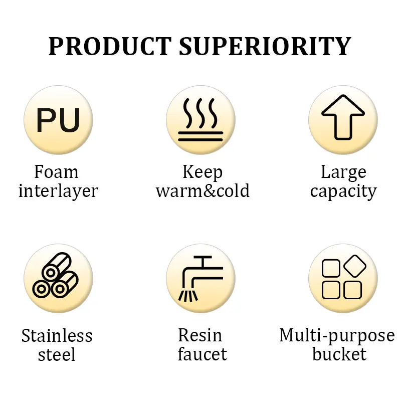 WINNERS 6L 8L 10L 12L square stainless steel heat insulation barrels insulated soup food warmer with tap for milk tea shop