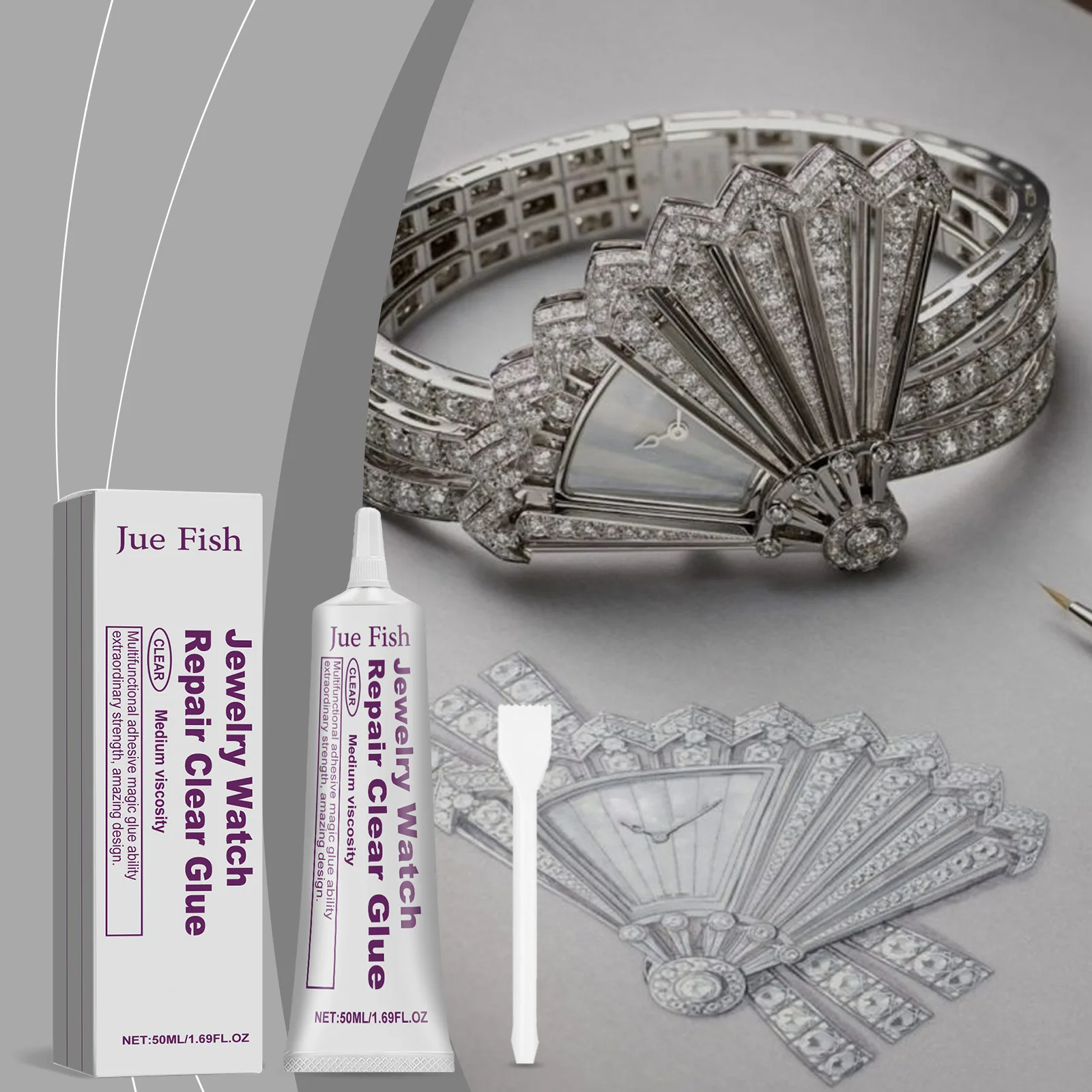 New Jue Fish seamless waterproof adhesive multifunctional jewelry watch repair transparent adhesive