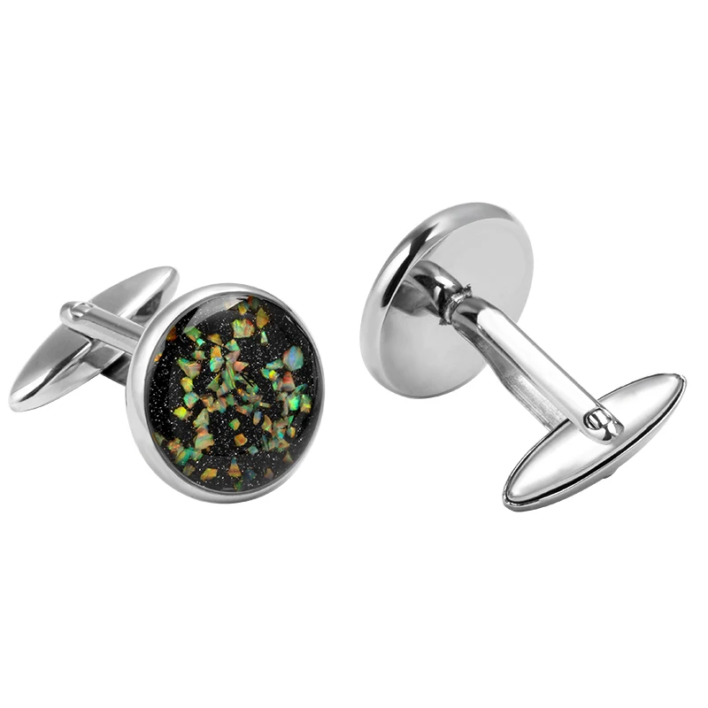 Top selling engravable stainless steel with dry flower shirt cufflinks for men