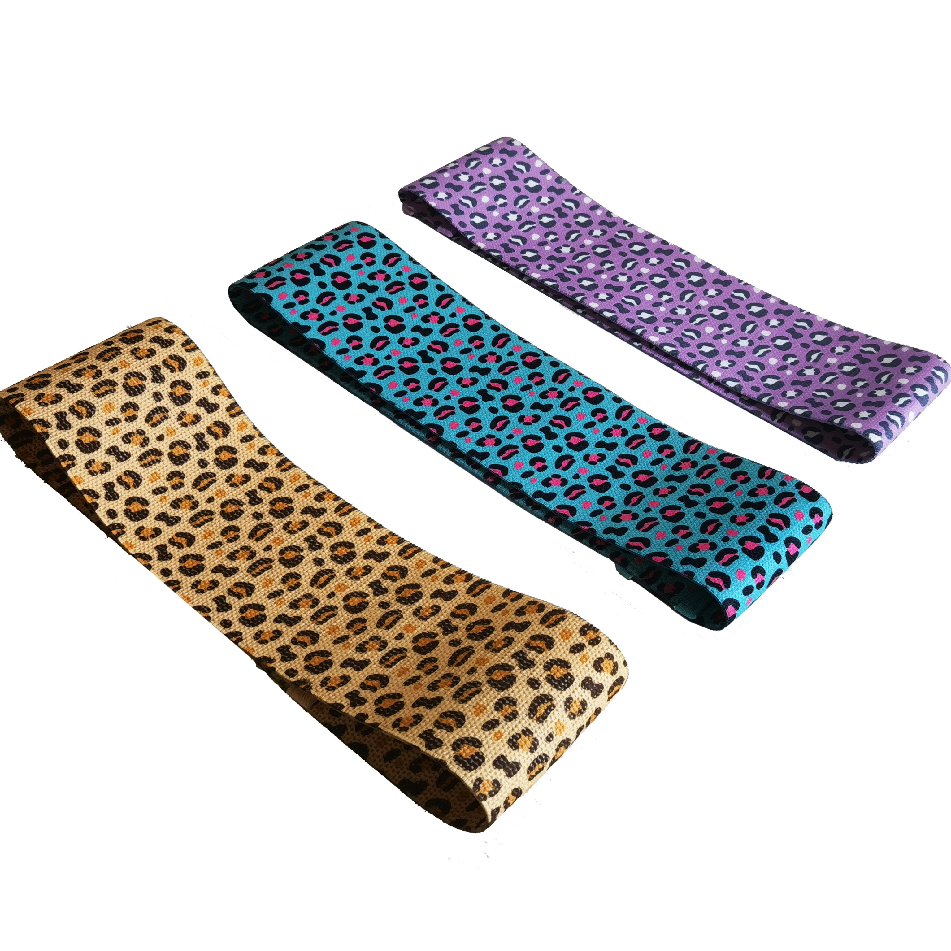 
MULTI-ELASTICITY Leopard Print Yoga Gym Exercise fitness squat Polyester cotton latex silk Non Slip Hip Circle Resistance Bands 