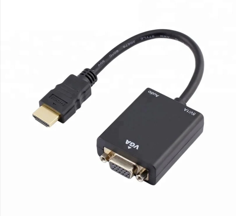 ULT-unite HDMI to VGA Adapter Video Converter with 3.5mm Audio Cable and Micro USB Port for Power