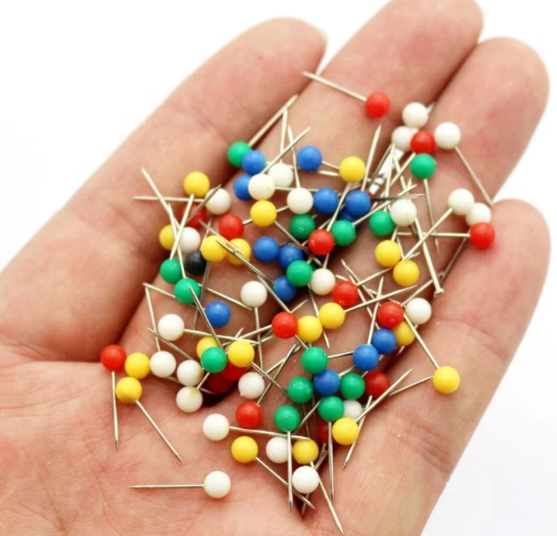 Пластиковые круглые булавки с шаровой головкой 4*15 мм 200 шт. в пластиковой