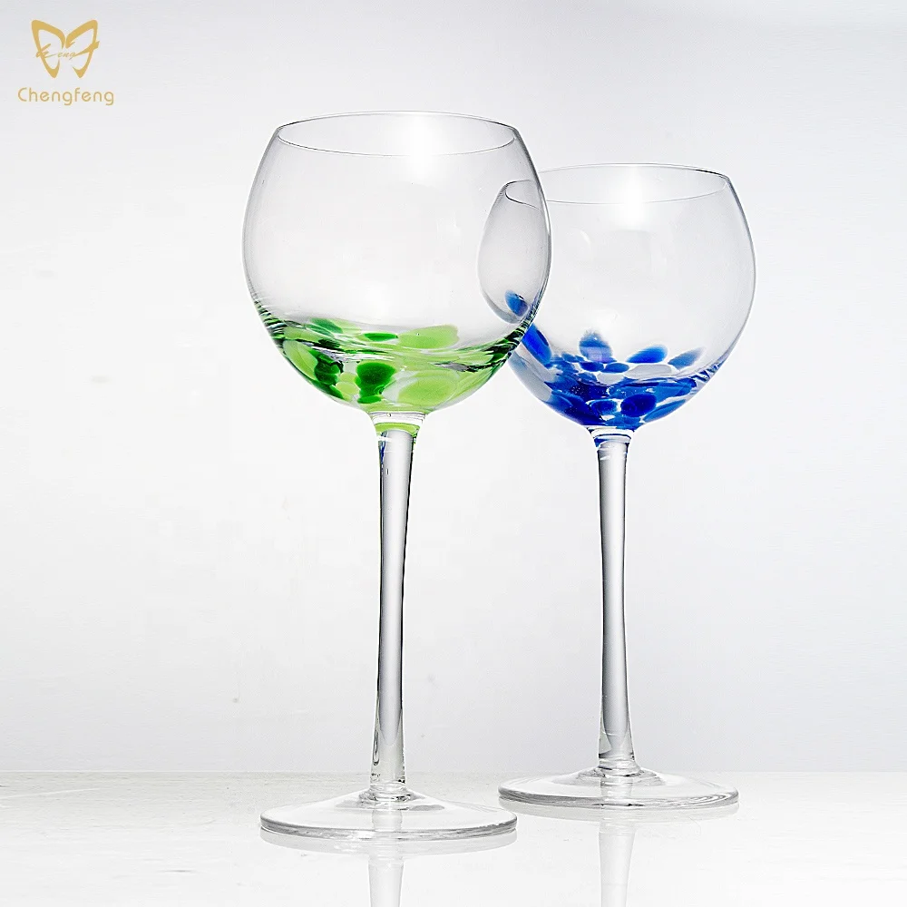 unique colored polka dots goblet wine glass wholesale suppliers