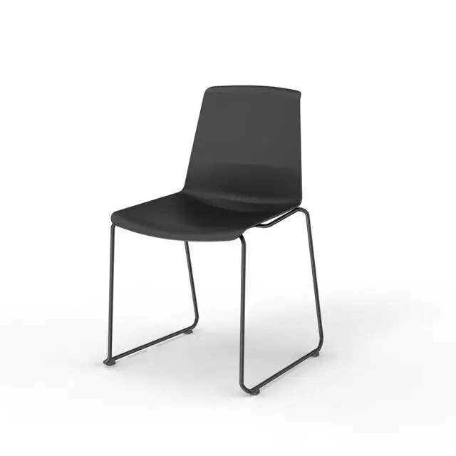 
Stackable Plastic Black Sled Metal Legs Office Meeting Training Chair 