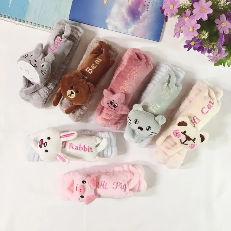 
Wholesale Designed Plush Makeup Hairband Women Kids Cute Animals Spa Headband 