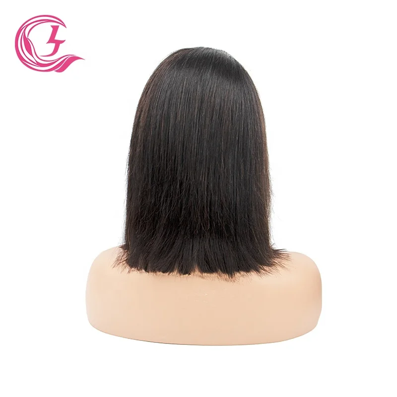 Clj Vendors Perruque Transparent Lace Closure Bobo Brazilian Black 4X4 8Inch Bone Straight Ladies Brazilian Wigs With Braids