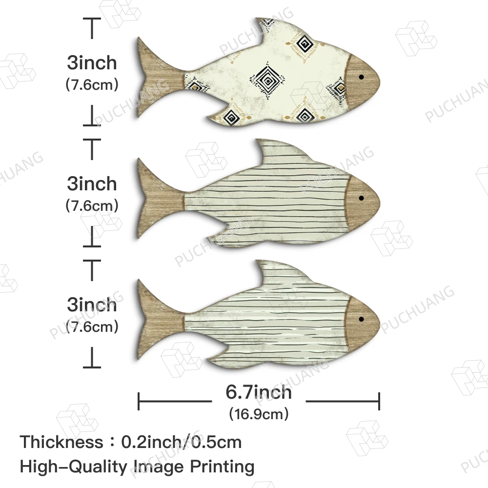 Marine Life Ocean Breeze PVC Fish Wall Set for Coastal Decor Underwater Harmony PVC Fish 3-Piece Wall Art