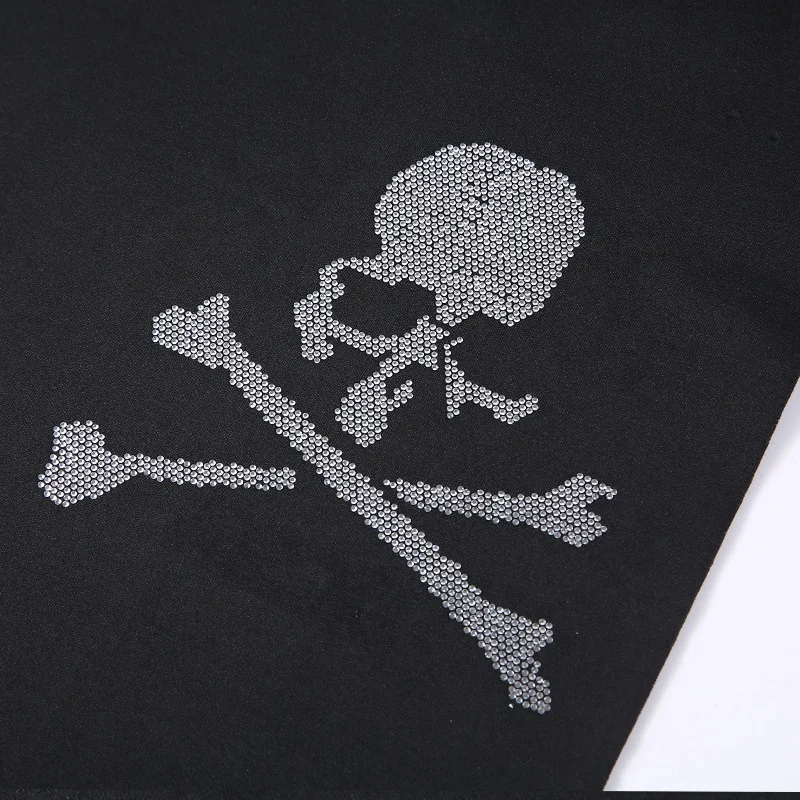 Famous Design Crystal Skull Rhinestone Brand Logo Heat Transfer Designer Hotfix Rhinestone Rivet silicone heat transfer