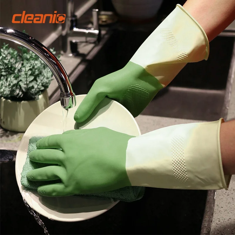 Multipurpose non toxic waterproof reusable janitorial dishwashing gloves for toilet cleaning and cloth washing