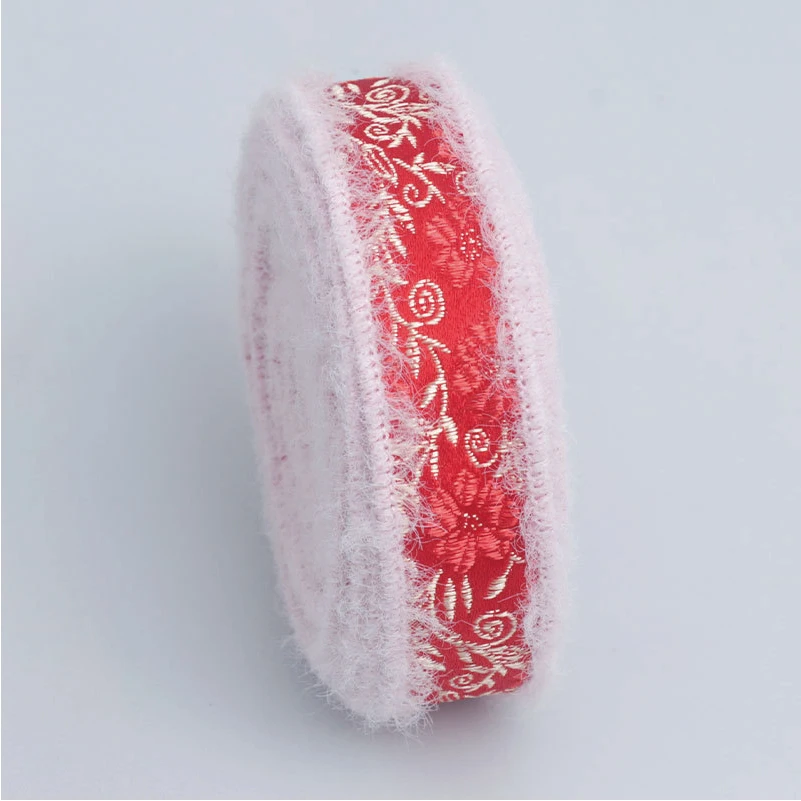 Chinese Style Embroidered Ribbon Winter Clothing Raw Edge Ribbon Headwear Hairpin Flowers Gift Cotton Herringbone Tape