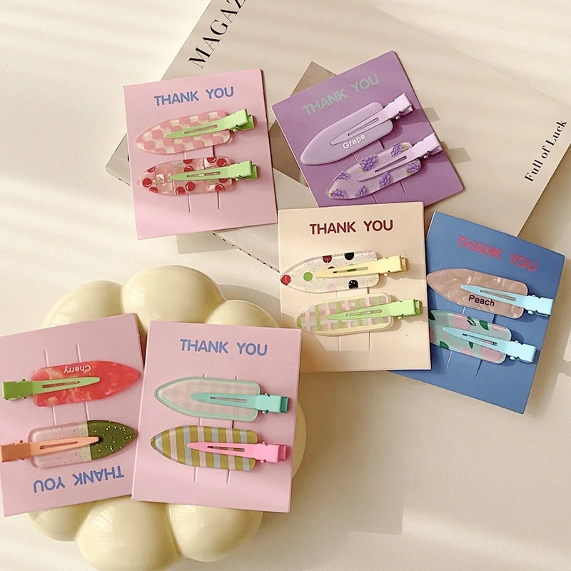 Hairclips Flat Checker Glitter Fruit Dent Hairgrips Salon Makeup Duck Hair Pins Less Creaseless Bend Curl No Crease Hair Clips