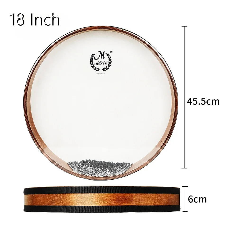 JELO AY-OF0252 18-Inch Ocean-Inspired Drum PVC Bead Drum with Gentle Sea Sound Healing Music Instrument