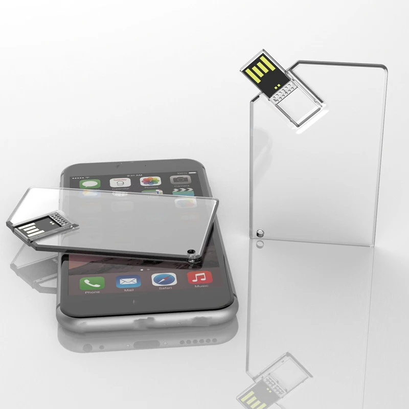 Waterproof Transparent Credit Card USB Flash Drive Custom Logo Business Card Pendrive for Promotional Gifts USB Memory Stick