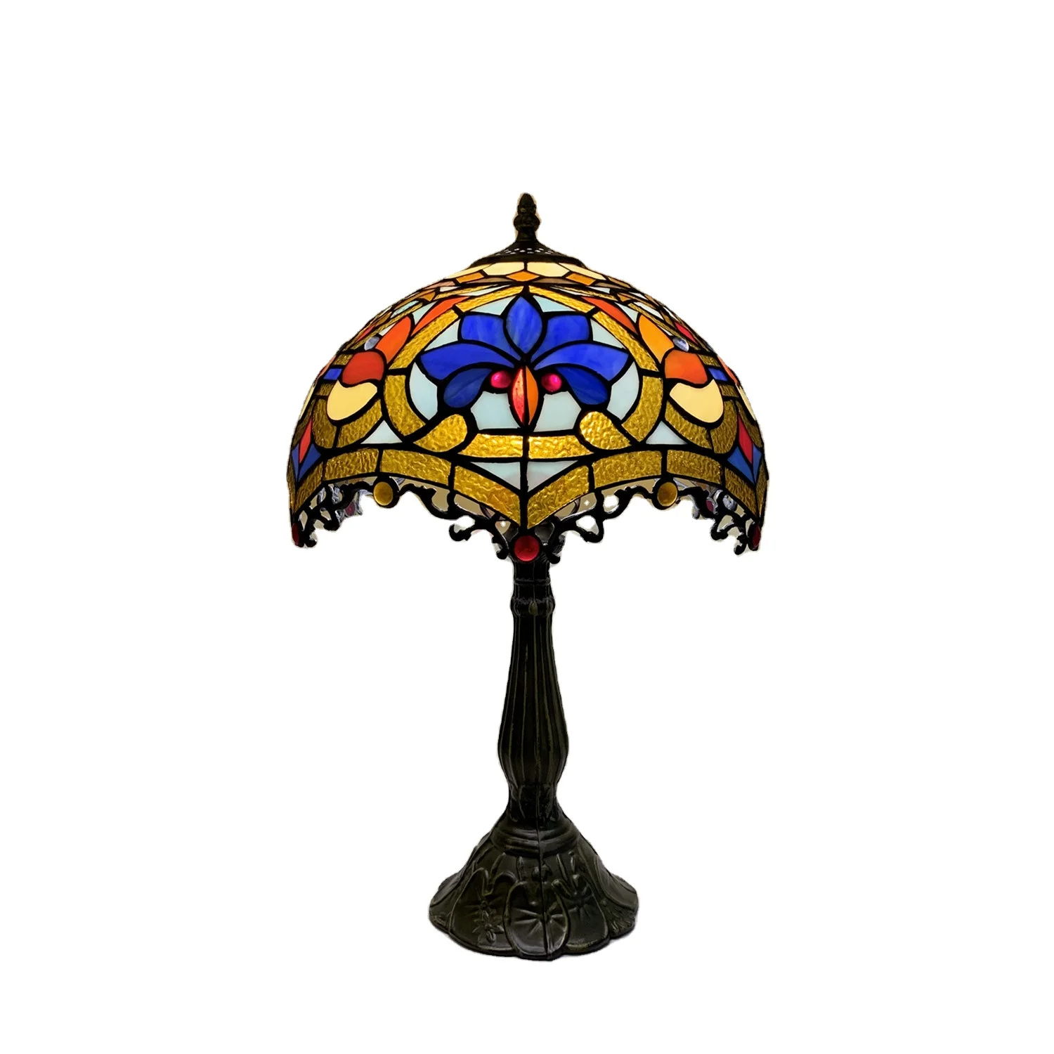 Factory Wholesale Custom Stained Glass Hand-welded Process Retro Table Lamps Decorated In Tiffany Style