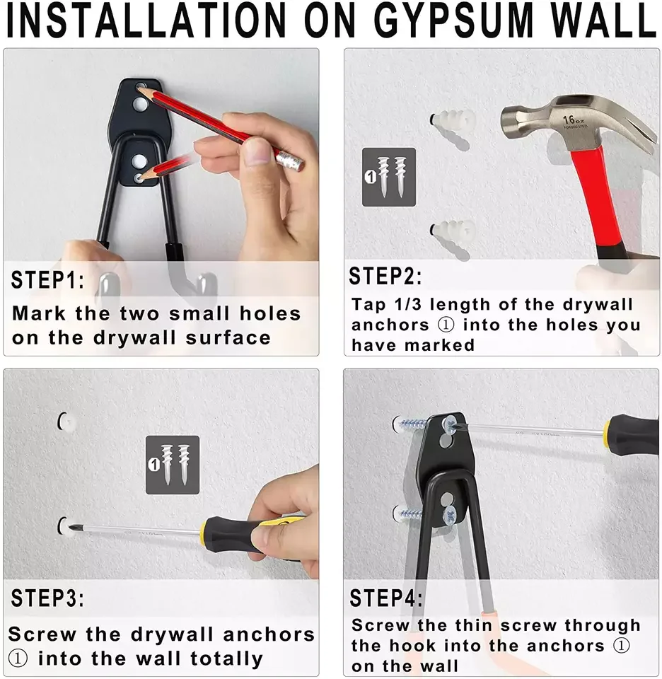 Heavy Duty Utility Balcony Hook Wall Mounted Storage Tool Hanger Ladder Hook Household Plastic Dipping Garage Hooks