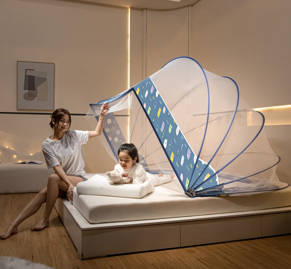 Heightened bed mosquito net for king size foldable household mosquito net