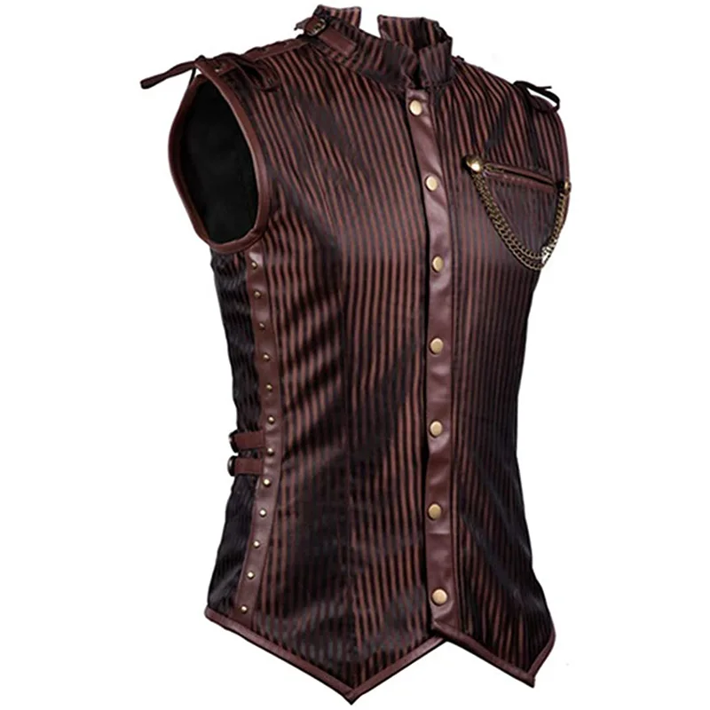  new Halloween Victory Punk style Waistcoat party Sleeveless Solid black brown