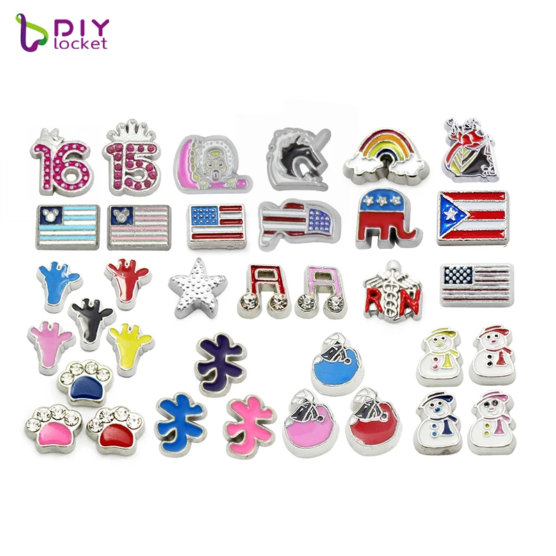 Wholesale Mix Style Charms Mini National Floating Locket Flag Charms For floating Locket necklace
