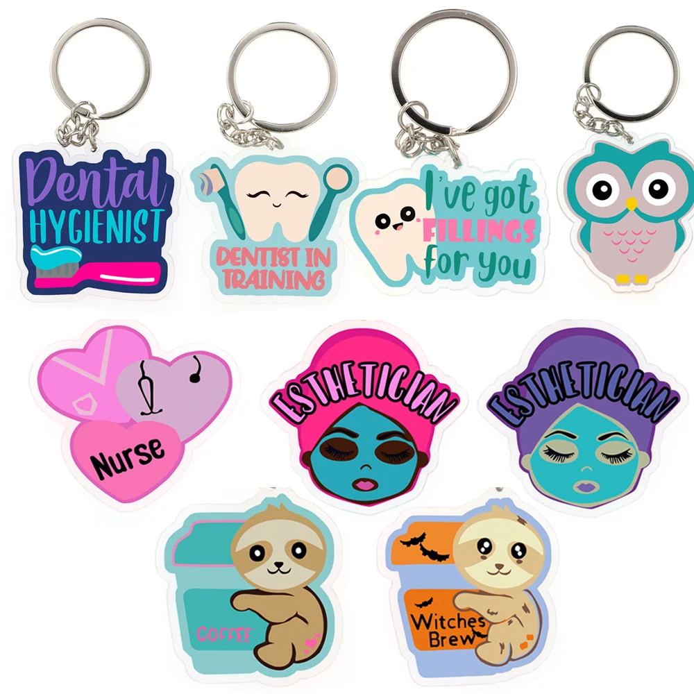 Персонализированный медицинский акриловый стоматологический двухсторонний брелок с рисунком Симпатичные зубы на заказ креативный медсестринский РОЗОВЫЙ
