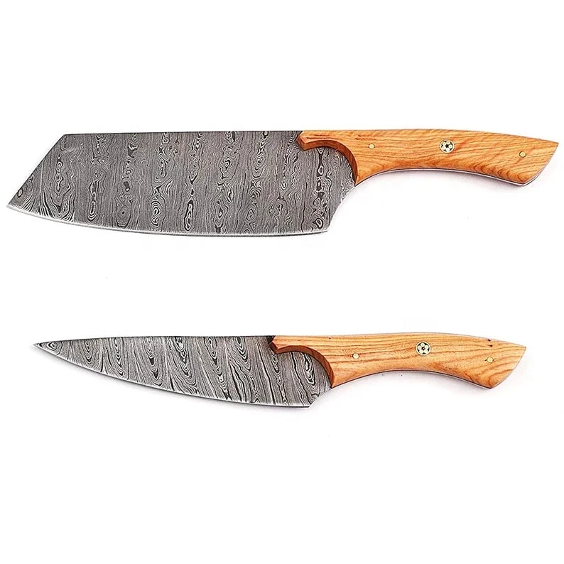 New Products Amazon Top Seller Custom Handmade Damascus Kitchen Knives 6 Pcs Chef Knife Set With Leather Bag