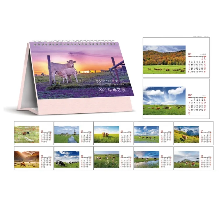 hot selling 2021 stand up desk calendar with advertisement printing