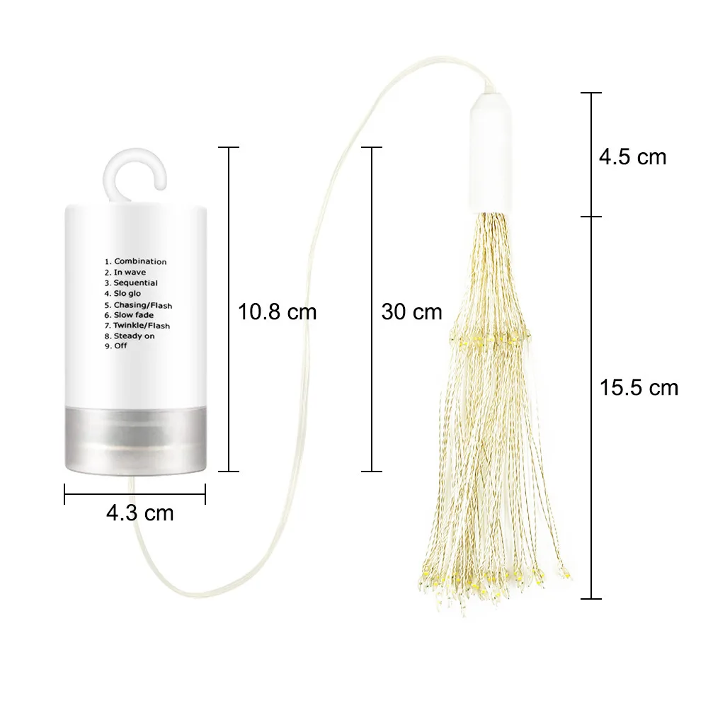 Firework Copper Wire Led Starburst Lights Battery Hanging Lights with RC Waterproof Fairy String Lights for Home Patio Garden
