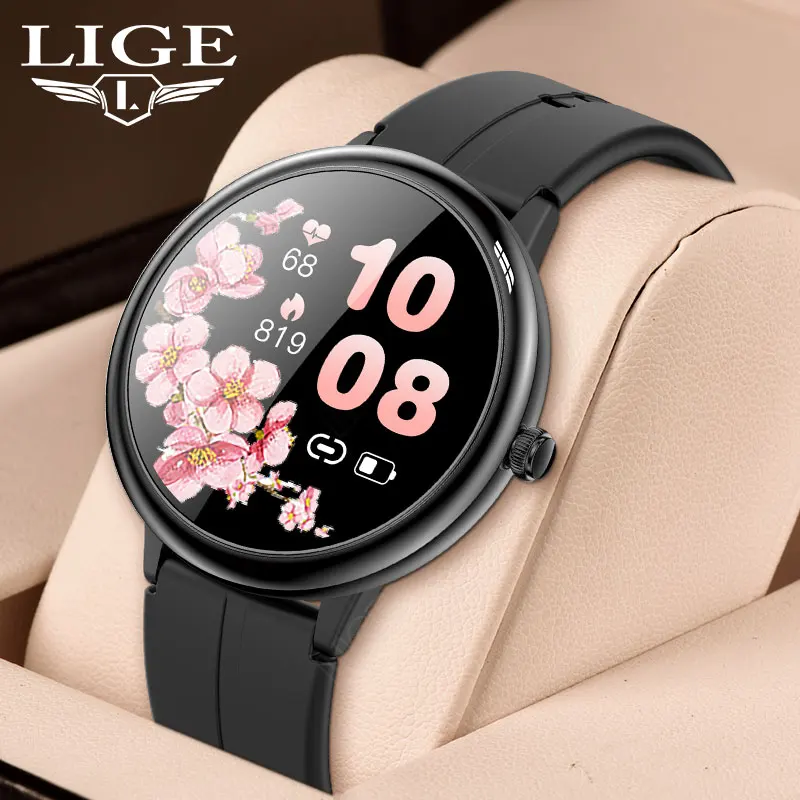 Новые модные женские Смарт-часы LIGE 2022, круглые спортивные женские часы для фитнеса с пульсометром, женские Смарт-часы с пульсометром