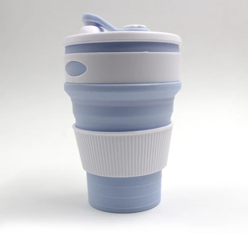 Eco-Friendly 350ml collapsible coffee Mug Silicone folding  Cup with Lids