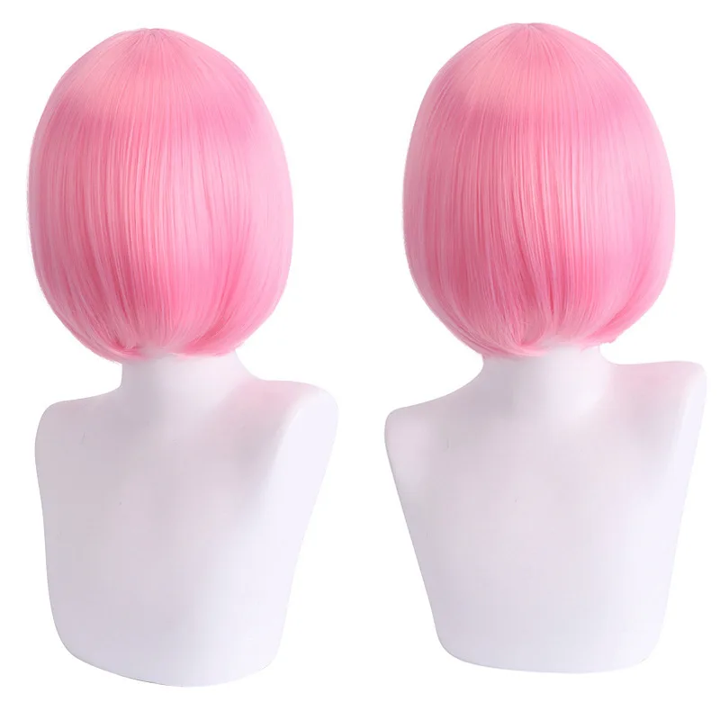 Anime Short Unisex Straight Fluffy Halloween Costume Hair Wig Ice Blue Wig for Cosplay Wig