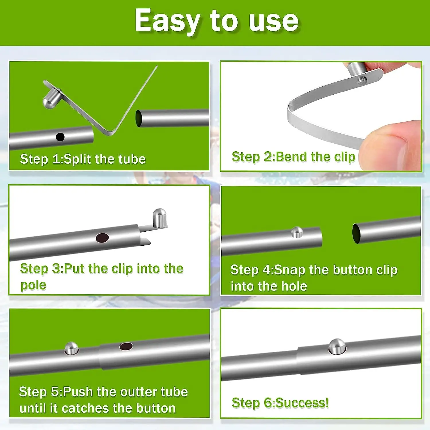 China Factory Metal Tent Pole Paddle Tube and Rod Snap V-Clip Lock V Shaped Single Button Pin Spring Clip