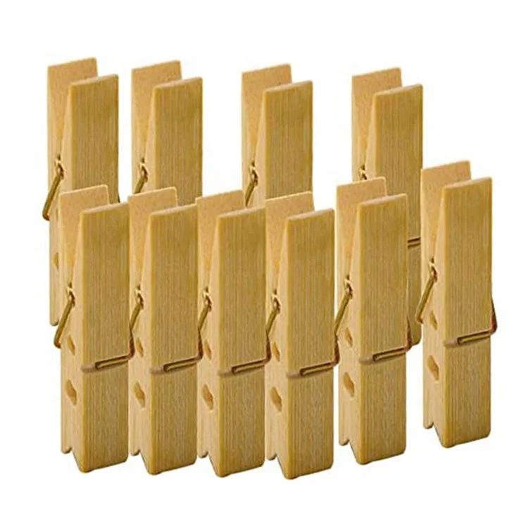 Household Multifunctional Hanging Clips Natural Bamboo Clothes Pegs