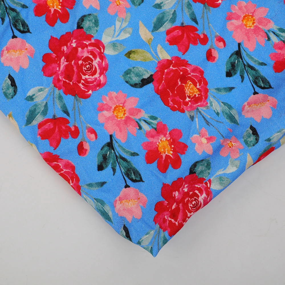 Цифровой Печатный процесс вискоза напечатанная ткань Тропический цветочный материал Самоа