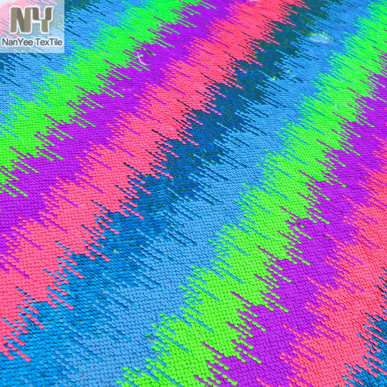 Nanyee Textile 5mm Fluorescent Ombre 4 Colors Neon Rainbow Reversible Sequin Fabric