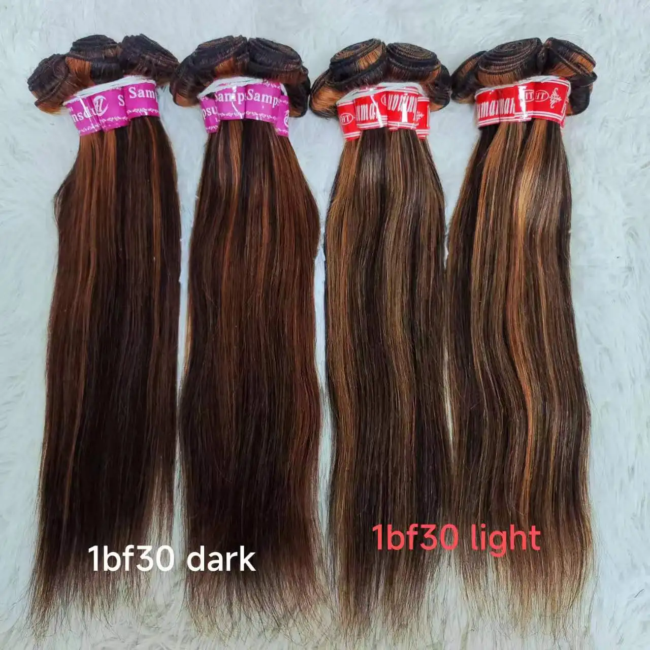 Letsfly Wholesale 16inch Piano Color 4/27# Straight Hair Weft 100% Human Hair Bundles 20pcs Brazilian Human Hair Extensions
